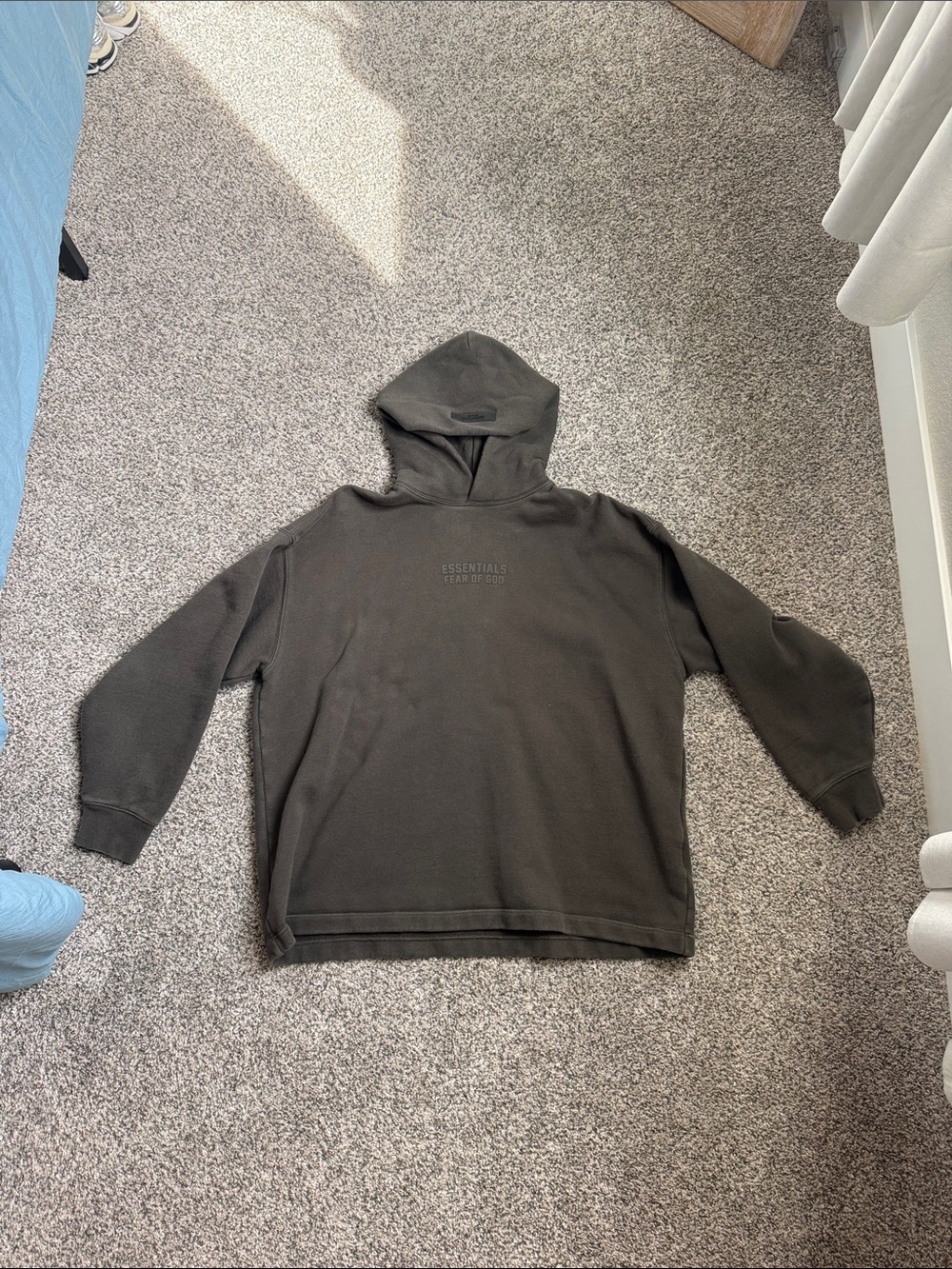 ESSENTIALS Men’s Olive Green Pullover Hoodie